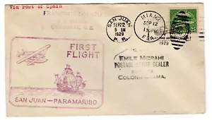 1er Vuelo FAM 6-15d Lindbergh San Juan PR - Puerto España Trinidad 1929 - Imagen 1 de 2
