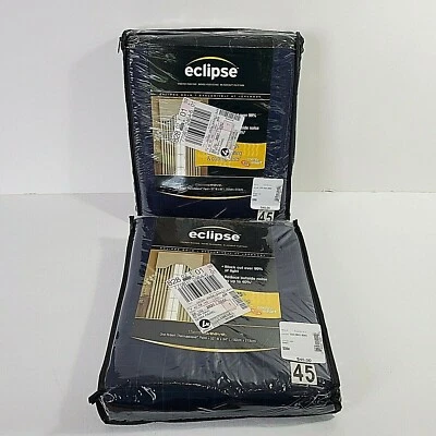 Eclipse Robert Thermaweave Curtains (2) 52x84 Noise Reducing Blackout Navy NIP - Image 1 of 4