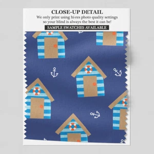 217 Blue Beach Huts Navy Roller Blind - various sizes, blackout FREE P&P - Picture 1 of 4