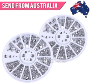 2 Boxes Clear Nail Art Crystal Rhinestone Flatback 1.5-5mm Transparent 3001Ax2 - Picture 1 of 3