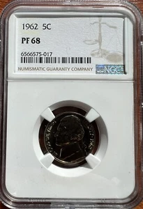 1962-P Jefferson Nickel 🪙 NGC PF68 💎 Proof Coin – U.S. Mint Issue ✨ - Picture 1 of 2
