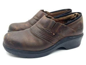 Ariat Women's Brown Leather Clogs Steel Toe Western Work Shoes 10002367 sz 8.5 - Picture 1 of 12