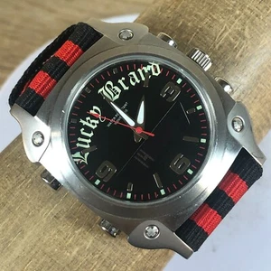 Luck Brand Men PC21AF Black Dial Nylon Band 42mm Quartz Ana Digi Watch 7 1/2" - Picture 1 of 12