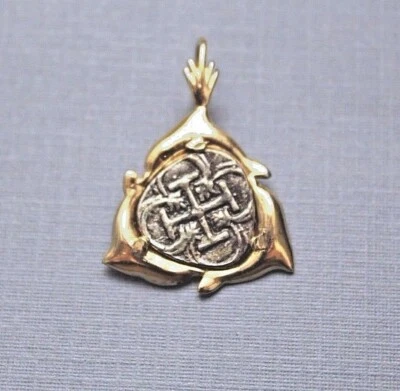 ATOCHA Moneda Delfín Colgante GP Más de Plata 925 Tesoro Hundido Moneda Joyería Foto 1 de 4