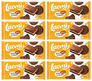 8 ROSHEN LACMI Black & White Caramel Flavor Chocolate Bars Sweets 100g 3.5oz - Picture 1 of 6