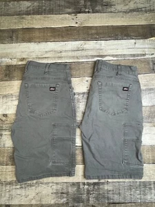 Lot 2 DICKIES Shorts Mens 32 Gray Skater Stretch Canvas Relaxed Fit Rugged 10" - Picture 1 of 10