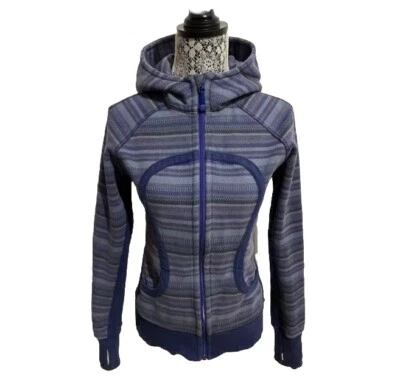 Lululemon Sudadera con Capucha de Buceo II Talla 8 Poncho Rayas Azul Púrpura Foto 1 de 4