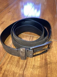 Ermenegildo Zegna Brown Suede Silver Buckle Belt 115/44 - Picture 1 of 9