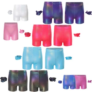 Kids Girls Outfit Shiny Suit With Headband Set Ballet Costume Shorts Dancewear - Picture 1 of 72