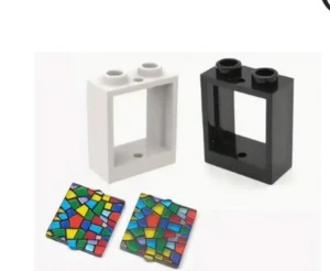 4 White Frame Trapezoid Stained Glass Windows Building Blocks Brand Compatible   - Picture 1 of 2