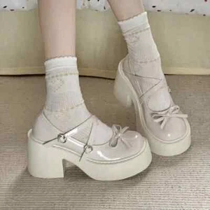 Chunky Heel Spring Round Toe Pumps Platform Shoes for Women Lolita Heeled Shoes - Picture 1 of 21