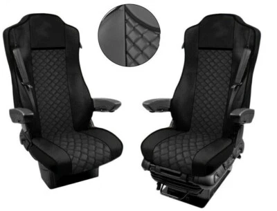 Sitzbezüge 1+1 Öko-Leder Für Mercedes Actros MP4 Schwarz LKW Satz Neu