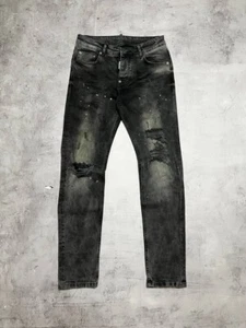 Dsquared2 Biker Painted Distressed Jeans Black Pants Size 44 Italy - Picture 1 of 13