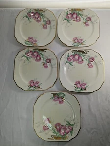 Rare Paragon Canterbury Bell Pattern Art Deco, C 1933-34 Set of 5 Plates 7 1/2" - Picture 1 of 9