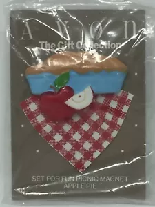 Avon Gift Collection Set For Fun Picnic Magnet Apple Pie w/ Gingham Tablecloth - Picture 1 of 2