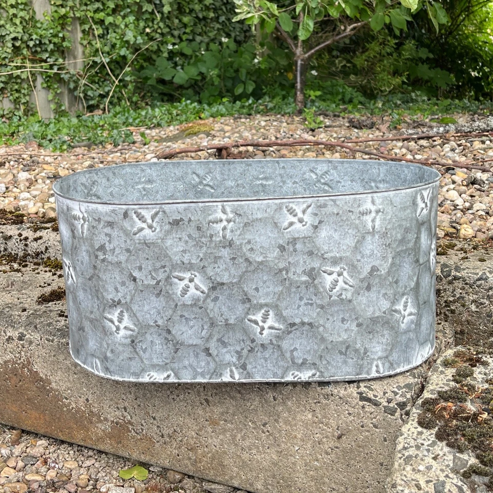 Planters for Garden 45cm Oval Bee Decorative Plant Pot Outdoor Flower Trough - Image 1 of 4