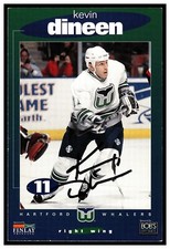 KEVIN DINEEN HARTFORD WHALERS #11 AUTO SIGNED OVERSIZED HOCKEY CARD BOB'S STORES