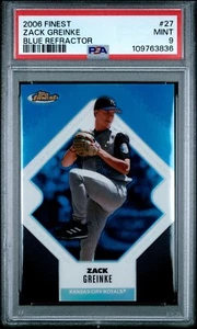 2006 Topps Finest Zack Greinke /299 Blue Refractor #27 PSA 9 Royals - Picture 1 of 2