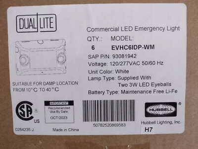 双 Lite Emc LED 灯 EVHC6IDP-WM EVHC,白色,安装板单独出售。 — 第 1/2 张图片