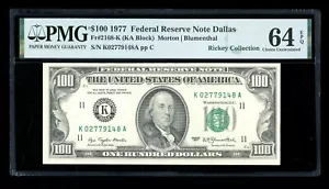 DBR 1977 $100 FRN Dallas Fr. 2168-K PMG 64 EPQ Serial K02779148A - Picture 1 of 2