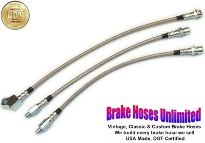 STAINLESS BRAKE HOSE SET Mercury Cyclone 1968 1969 1970 1971 - Front Drum - Image 1 of 2