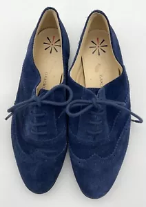 Zapatos Oxford Isaac Mizrahi Gamuza Azul Con Cordones Cuero Superior Mujer Talla 8M - Imagen 1 de 8