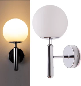 Applique Da Parete – Paralume a Sfera in Vetro Opaco Bianco E Base Metallica in - Bild 1 von 12