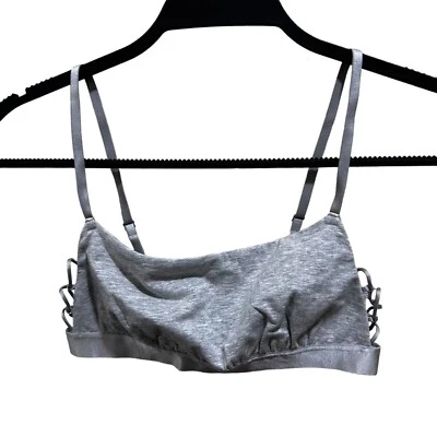 Aerie NWT Womens Size S Heather Gray Bandeau Bralette Lace Up Sides Lounge Bra - Image 1 of 4