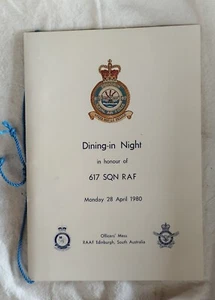 WW2 Australian RAAF RAF 617 Squadron Dambusters reunion menu. 1980 South Aust. - Picture 1 of 3