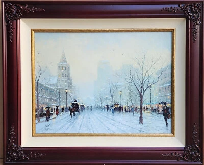 Thomas Kinkade '' Robert Girrard '' Blue Boulevard G/P 18x24 óleo sobre lienzo Foto 1 de 4