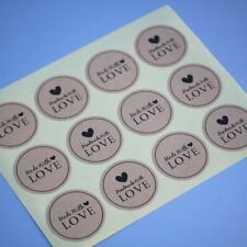 Handmade With Love Stickers | Rustic Vintage Kraft Round Labels x22