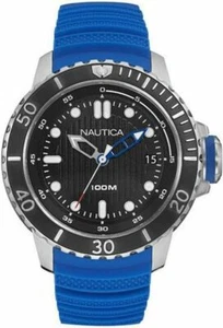 NAUTICA black dial NMX DIVER Blue strap Men's Watch steel case NAD18517G - Picture 1 of 5