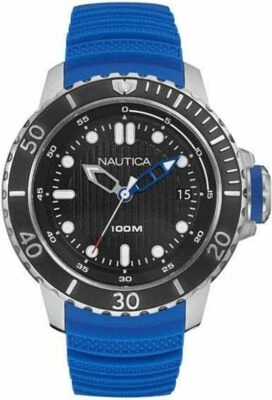 NAUTICA black dial NMX DIVER Blue strap Men's Watch steel case 50mm NAD18517G - Image 1 of 4