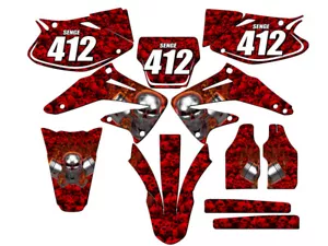 2002-2004 CRF 450 R FLAMING GEARHEAD Red Senge Graphics Kit Compatible with H... - Picture 1 of 10