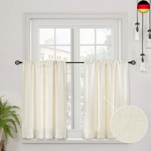 Leinen Scheibengardine Bistrogardine Küchengardinen 2er Set H 45 x B 90 Natur - Bild 1 von 8