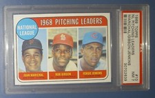 PSA 7 1969 TOPPS #10 NL PITCHING LEADERS JUAN MARICHAL/BOB GIBSON/FERGIE JENKINS