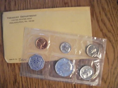 1964 - P US Silver Mint Proof Set 5 Coins w Original Envelope - Image 1 of 2