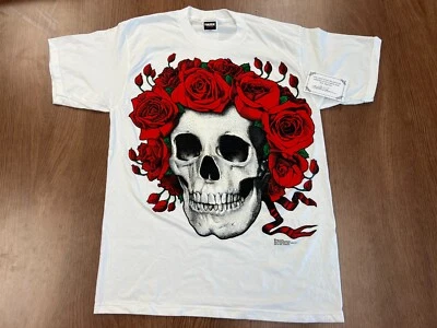 CAMISETA VINTAGE AGRADECIDA MUERTA BERTHA CALAVERA CARA GRANDE STIPPLE ART CAMISETA L 1994 NUEVA EN STOCK Foto 1 de 4