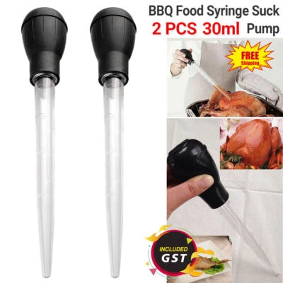 2PCS Turkey Baster Oil Pipe Chicken Baster 30ml Fresh BBQ Food Syringe Suck Pump