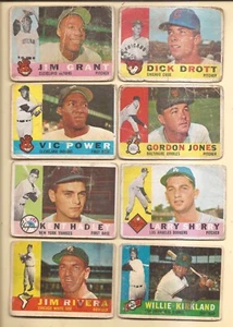 1960  TOPPS  Lot of 8 w\  J. GRANT + V. POWER + L. SHERRY  Rookie    low grade - Picture 1 of 4