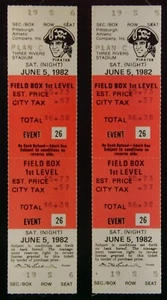 Vintage 6-5-1982 Pittsburgh Pirates Unused Ticket Three Rivers Stadium Lot of 2 - Picture 1 of 2