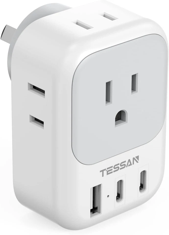 Australia New Zealand Power Adapter Type I Plug 4 Outlets 3 USB (2 USB C) - Image 1 of 4