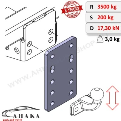 Ajustador de altura de placa de caída de enganche de bola de remolque 5x45 (-45/-90/-135 mm) 90 mm - Imagen 1 de 4
