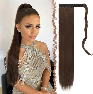 Posticci per Capelli Extension Coda Di Cavallo Capelli Marrone Medio Lunga Esten - Foto 1 di 12
