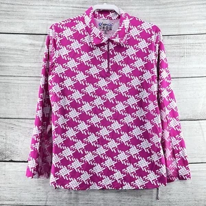 IBKUL Golf Long Sleeves Shirt Pink UPF 50+ Q-Zipper Sz 2XL AthleticWear MockNeck - Picture 1 of 7
