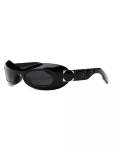Christian Dior "Lady" Black 95.22 R1I Oval Cat Eye Shield Sunglasses 51-25-110 - Picture 1 of 6