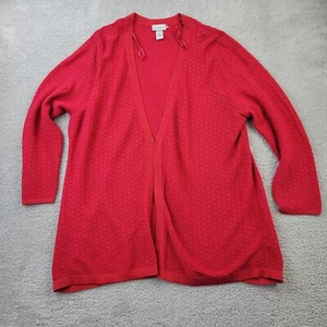 Catherines Sweater Womens 3X Red Cardigan Performance/Cotton Long Sleeve - Picture 1 of 8