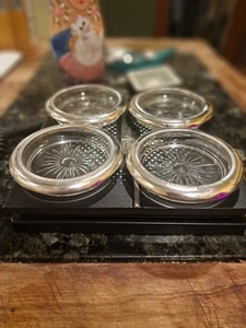 Vintage Leonard Italy Genuine Crystal Silver Plate @ 4" Dia Coaster. - Picture 1 of 17