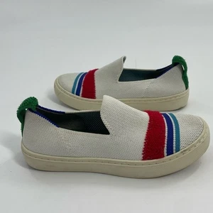 Zapatillas Rothy's Lollypop Slip on blancas con rayas rojas lavables preppy talla 13 - Imagen 1 de 9