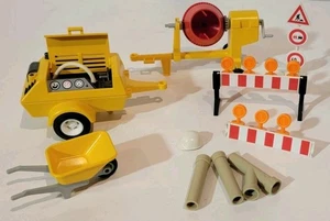 PLAYMOBIL Construction Set Pieces Mixer, Air Compressor, Signs Wheel Barrel Pipe - Picture 1 of 15